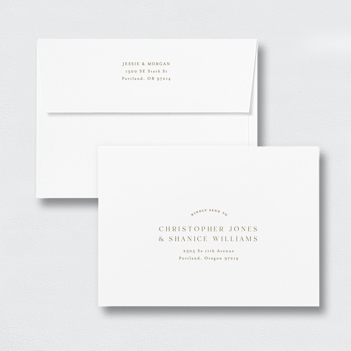 Southern Spanish Moss Save the Date Petite Card Envelopes White Standard Pure White Both Recipient and Return Addresses Signature