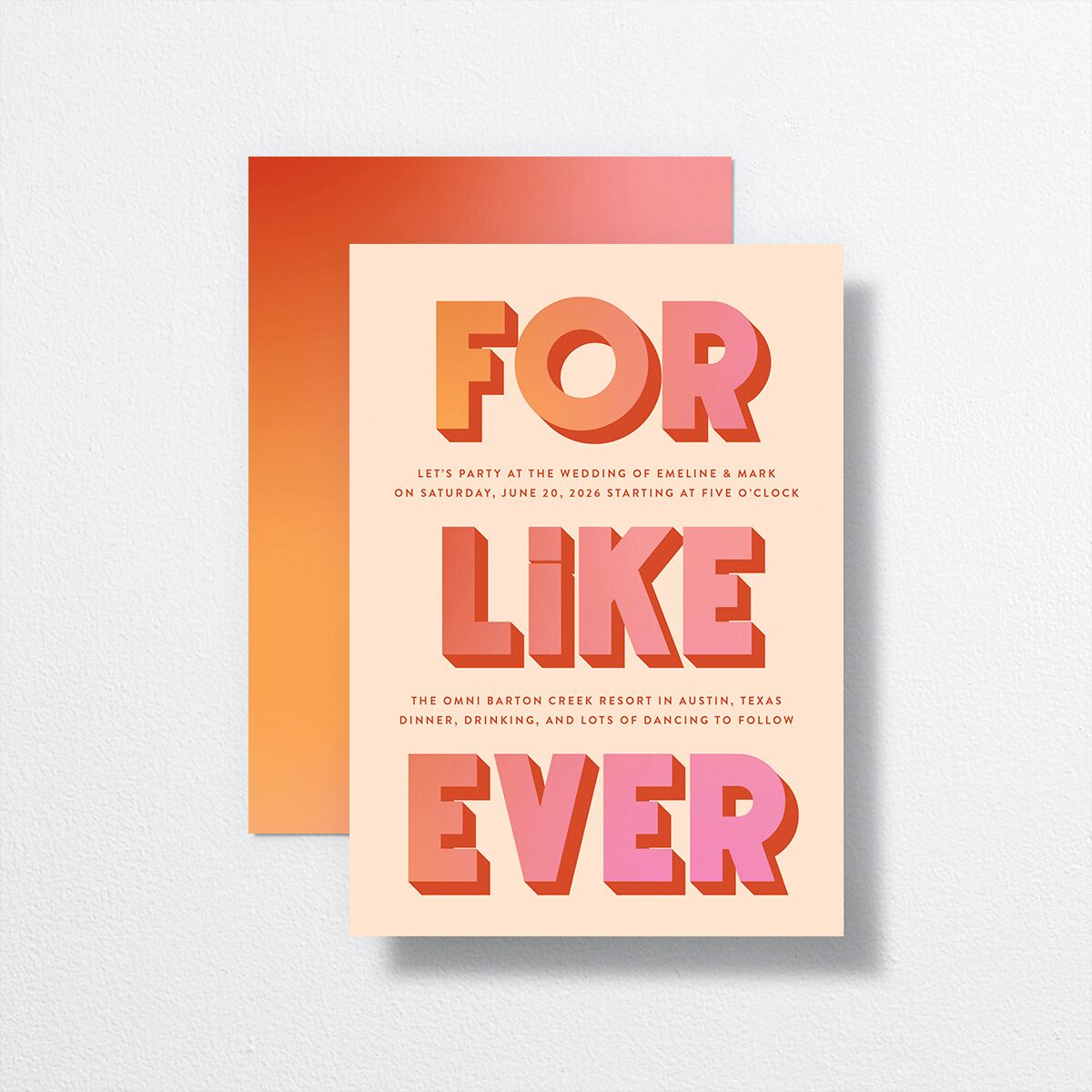 For Like Ever Wedding Invitations front-and-back