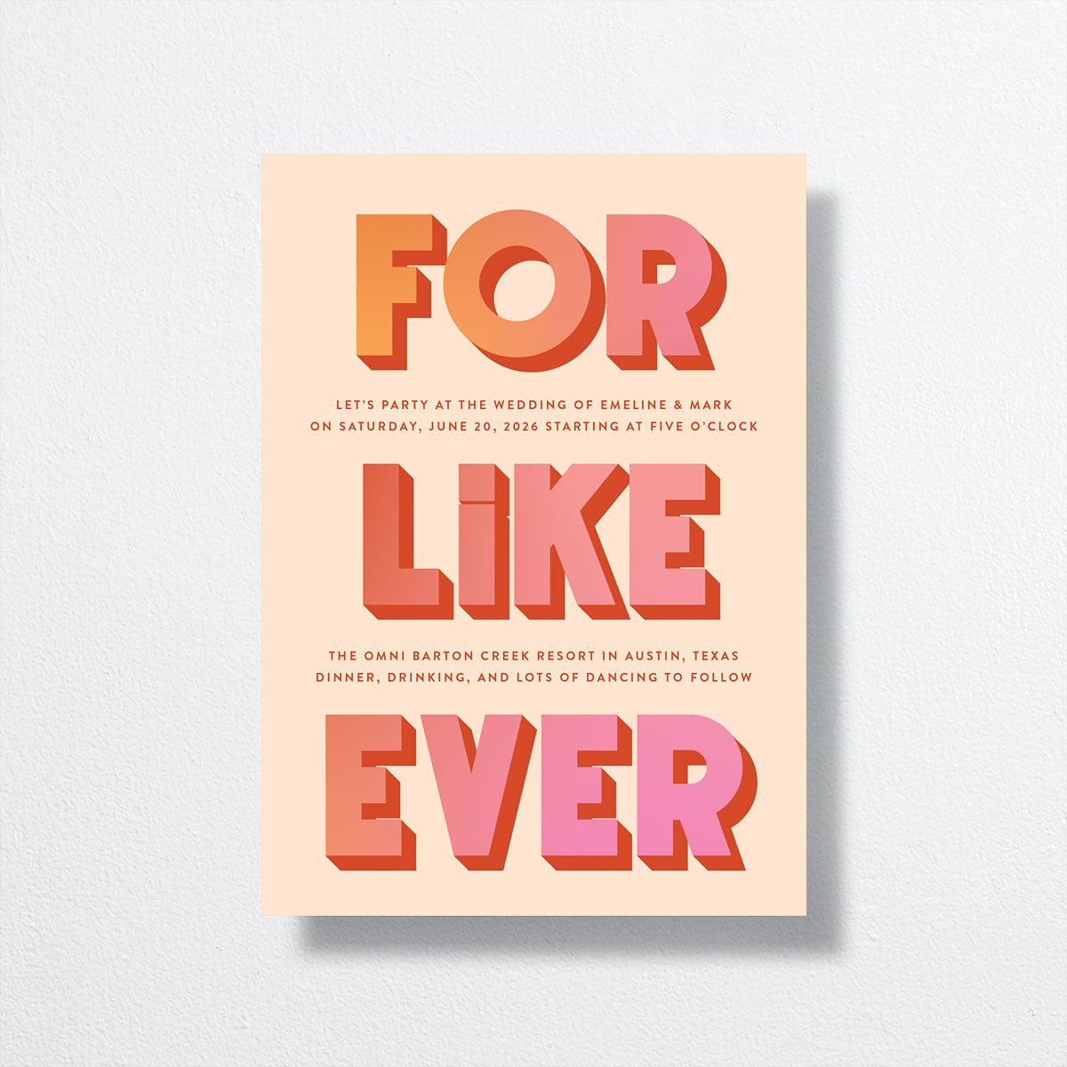 For Like Ever Wedding Invitations front