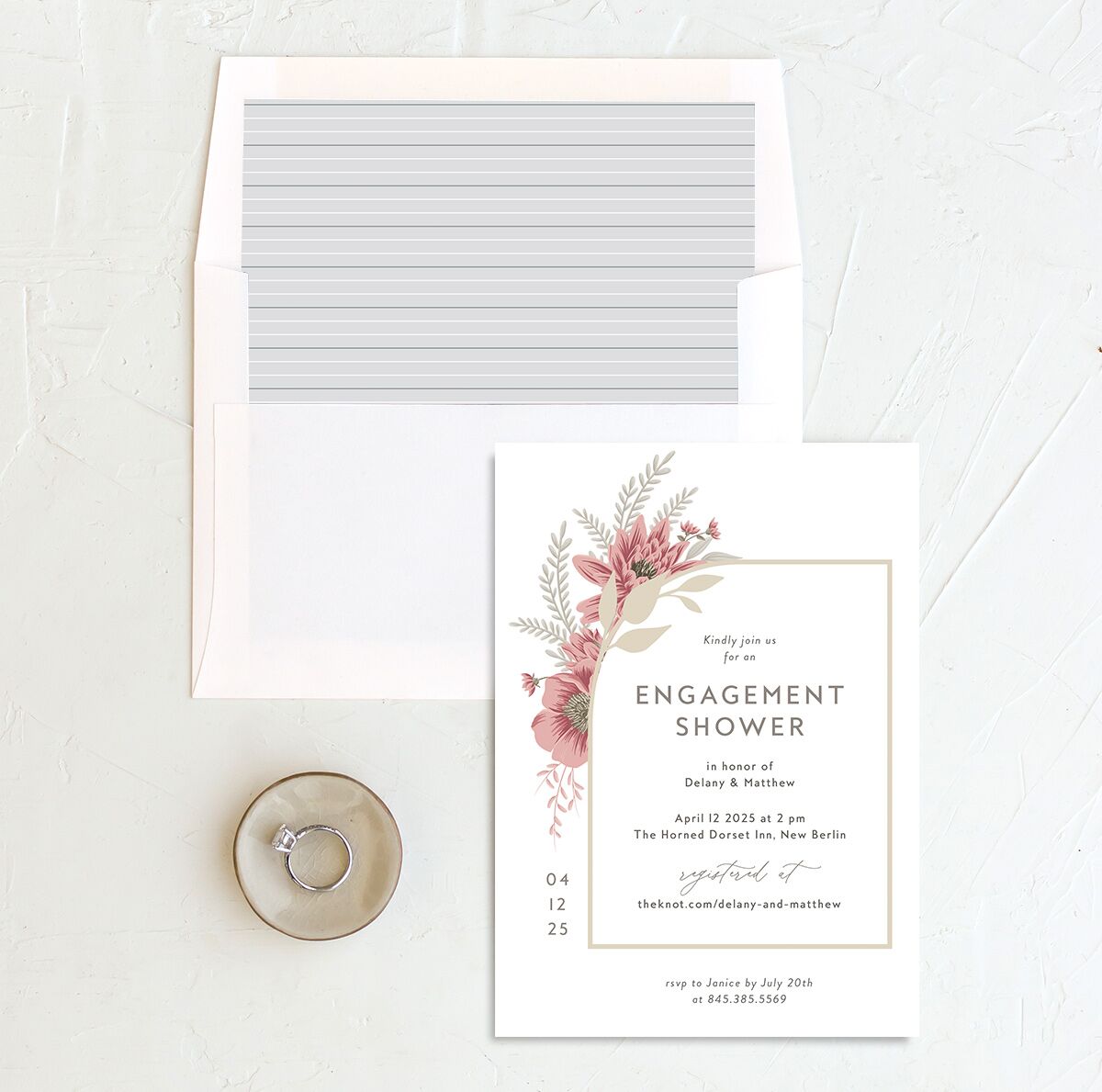 Whimsical Foliage Bridal Shower Invitations Rose Quartz Signature