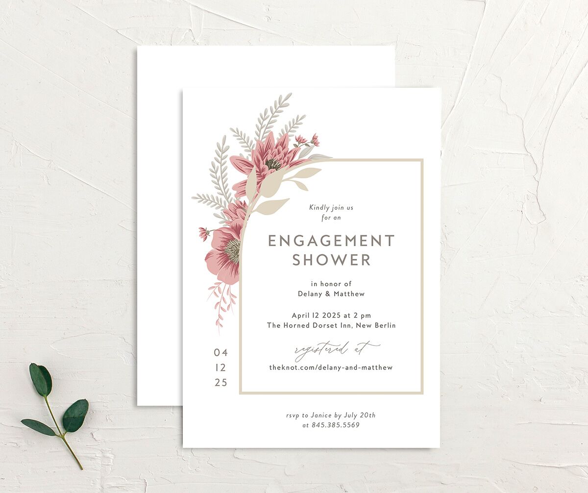 Whimsical Foliage Bridal Shower Invitations Rose Quartz Signature