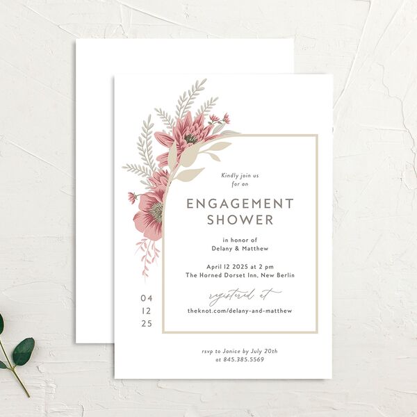 Whimsical Foliage Bridal Shower Invitations Rose Quartz Signature