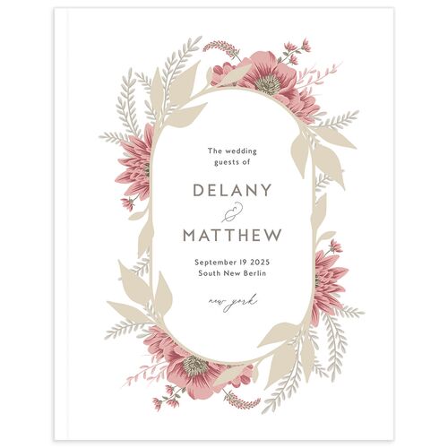 Whimsical Foliage Wedding Guest Book Rose Quartz