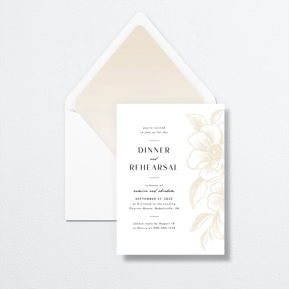 Exotic Rehearsal Dinner Invitations by Vera Wang envelope-and-liner