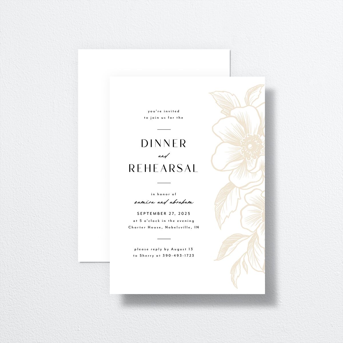 Exotic Rehearsal Dinner Invitations by Vera Wang front-and-back