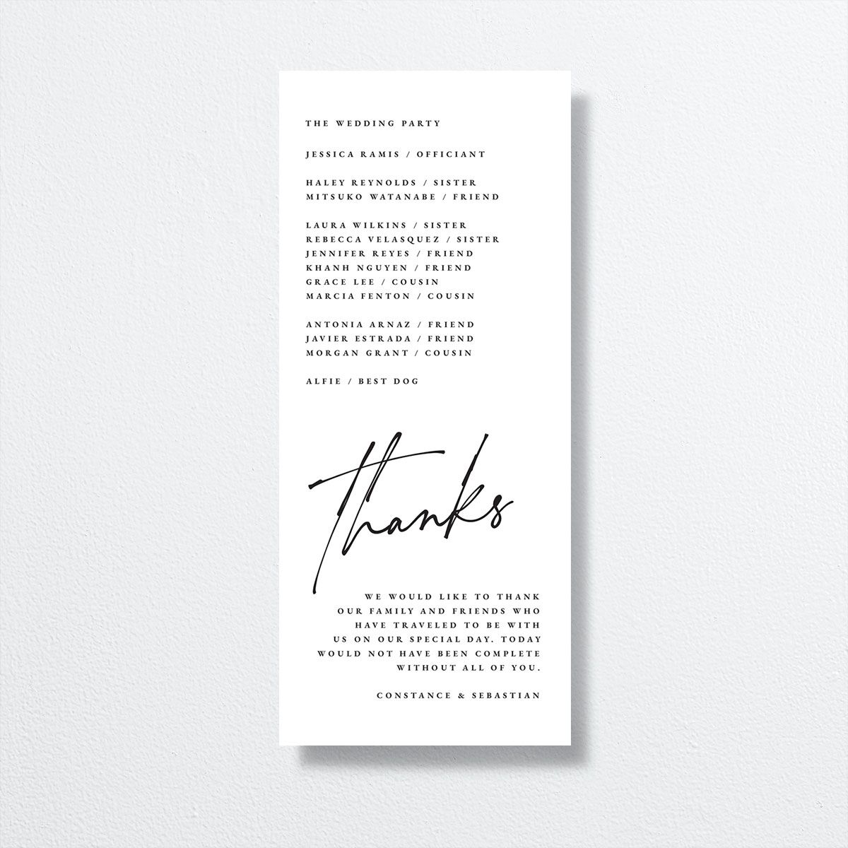 Love Love Wedding Programs by Vera Wang back