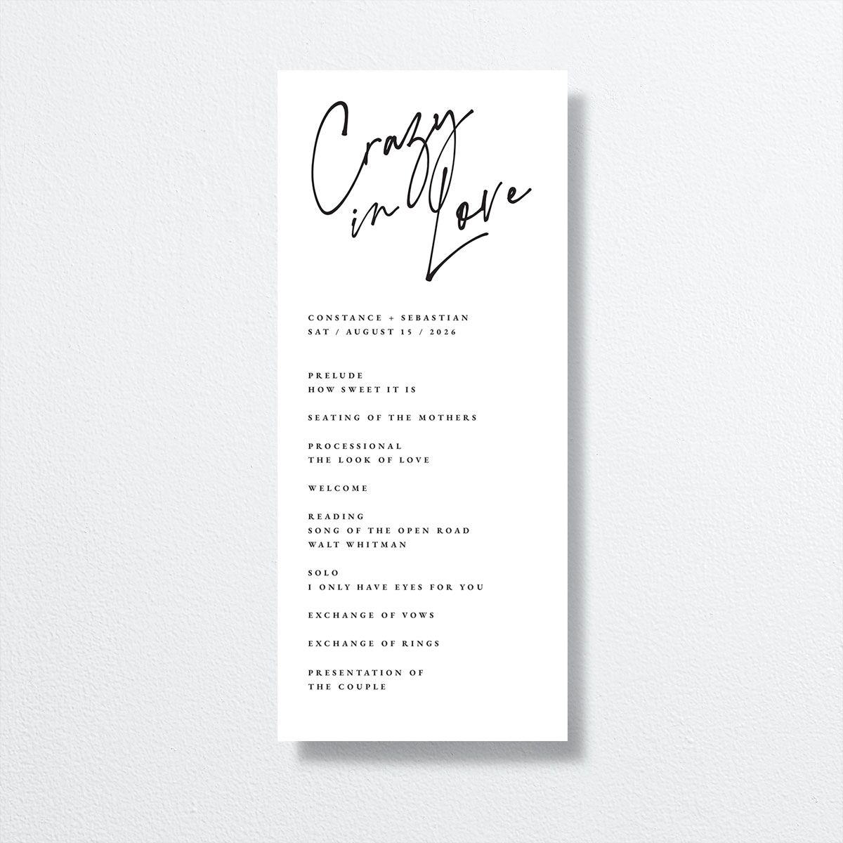 Love Love Wedding Programs by Vera Wang front