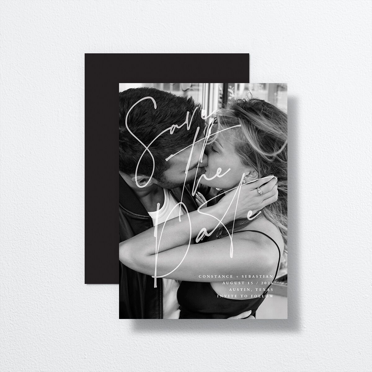 Love Love Save The Date Cards by Vera Wang front-and-back in white