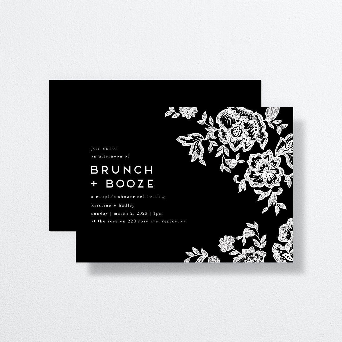 Lace Bridal Shower Invitations by Vera Wang front-and-back
