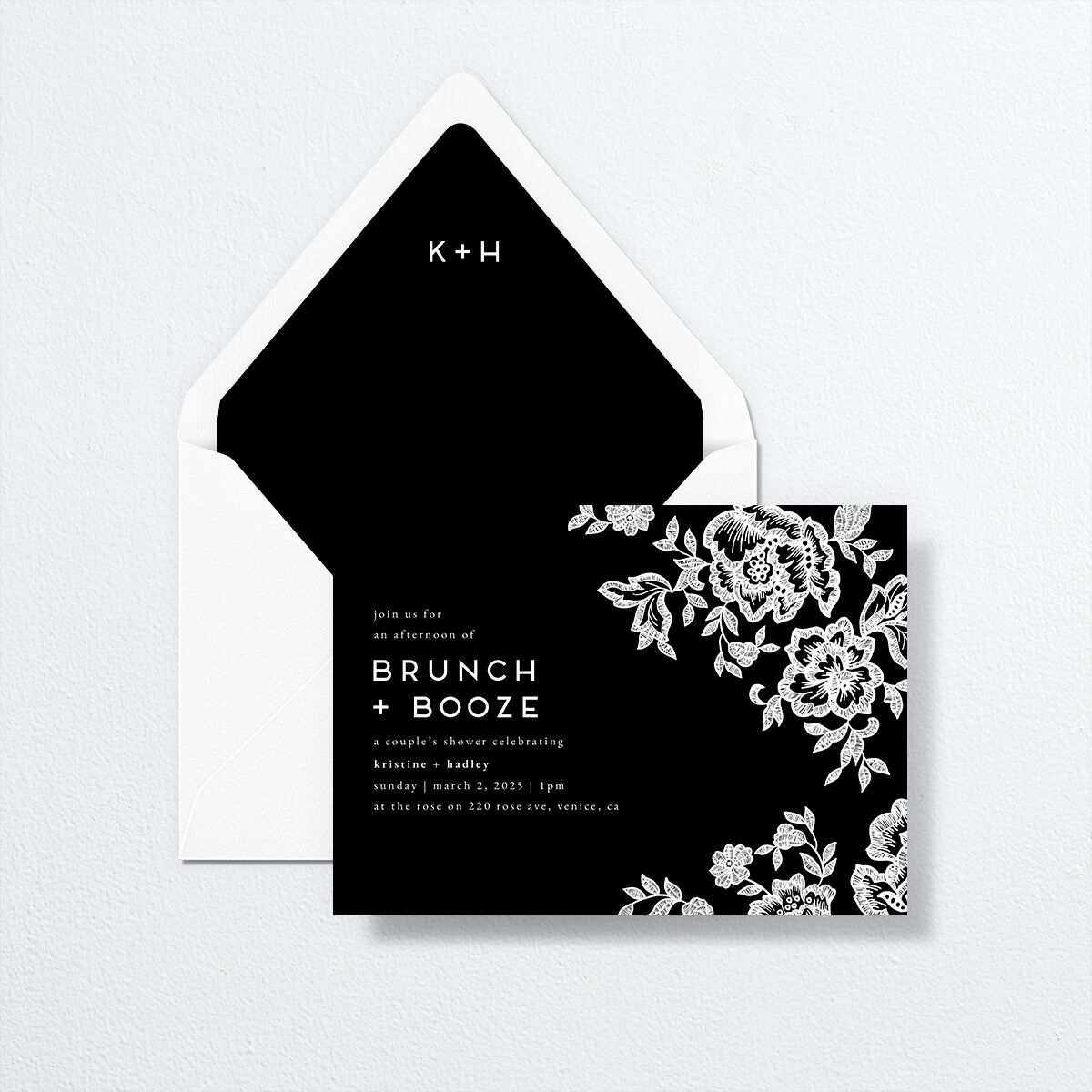 Lace Bridal Shower Invitations by Vera Wang Midnight Signature