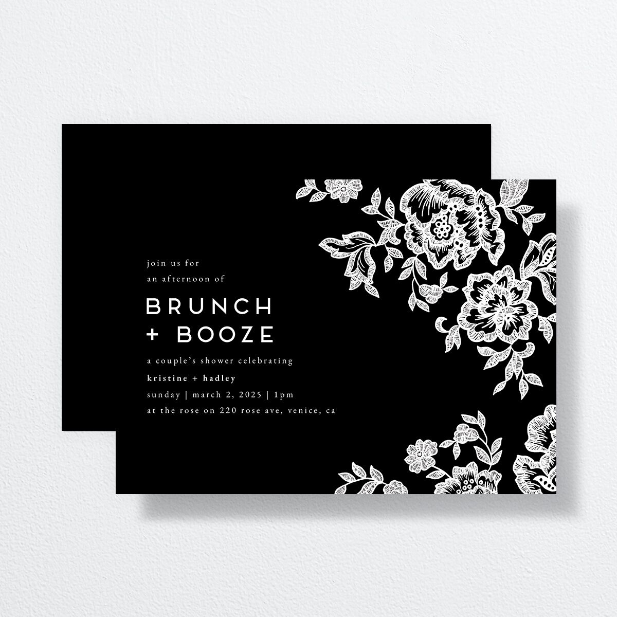 Lace Bridal Shower Invitations by Vera Wang Midnight Signature