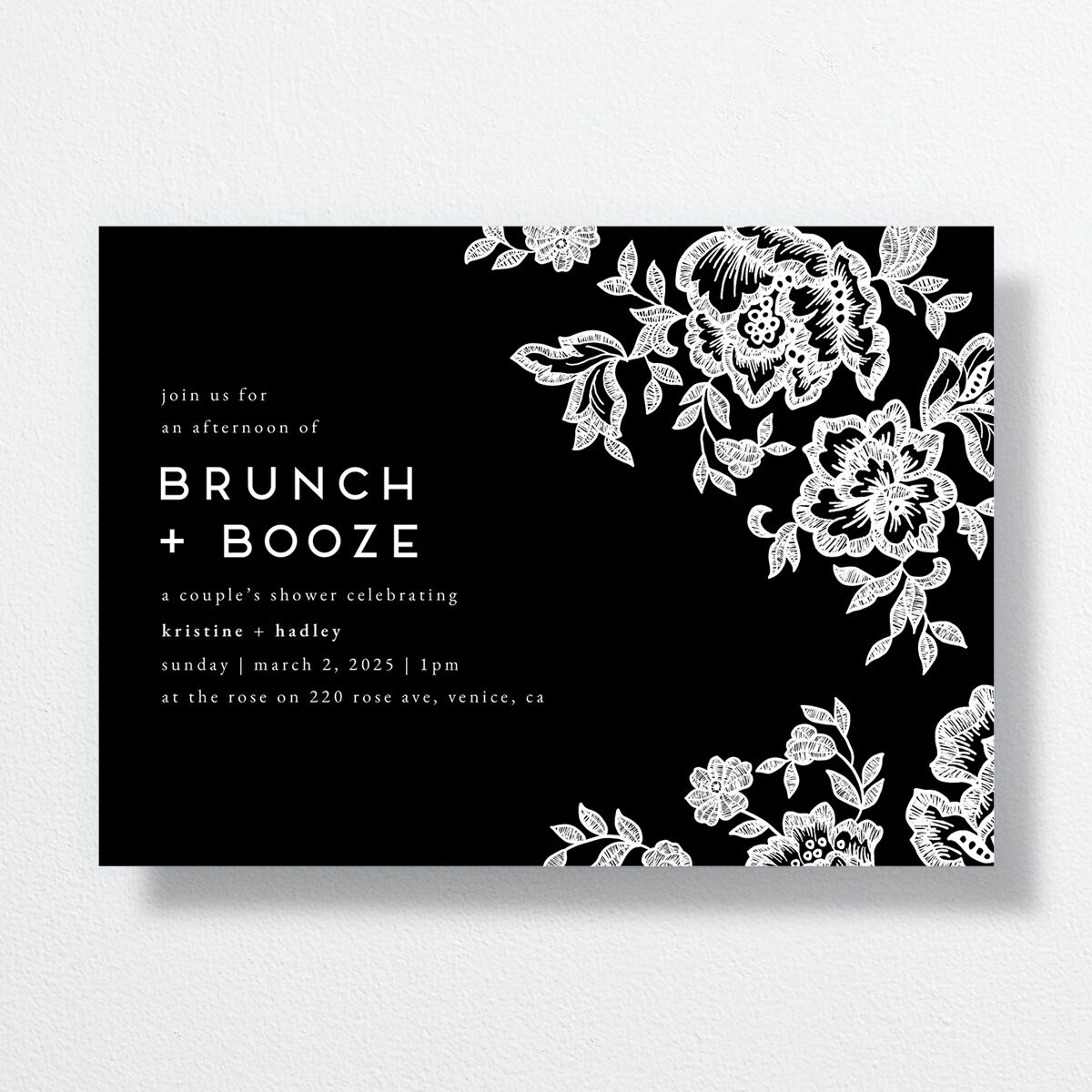 Lace Bridal Shower Invitations by Vera Wang Midnight Signature