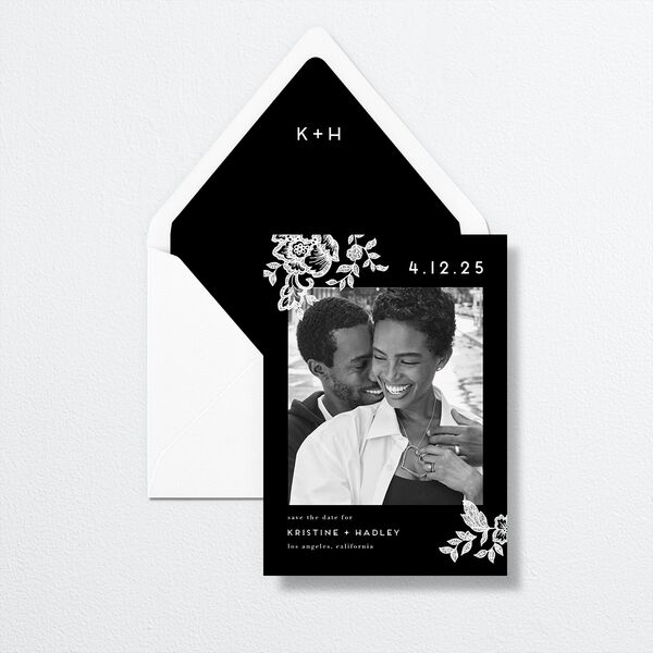 Lace Save The Date Cards by Vera Wang envelope-and-liner