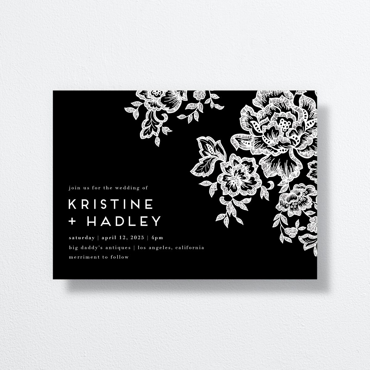 Lace Wedding Invitations by Vera Wang front in black