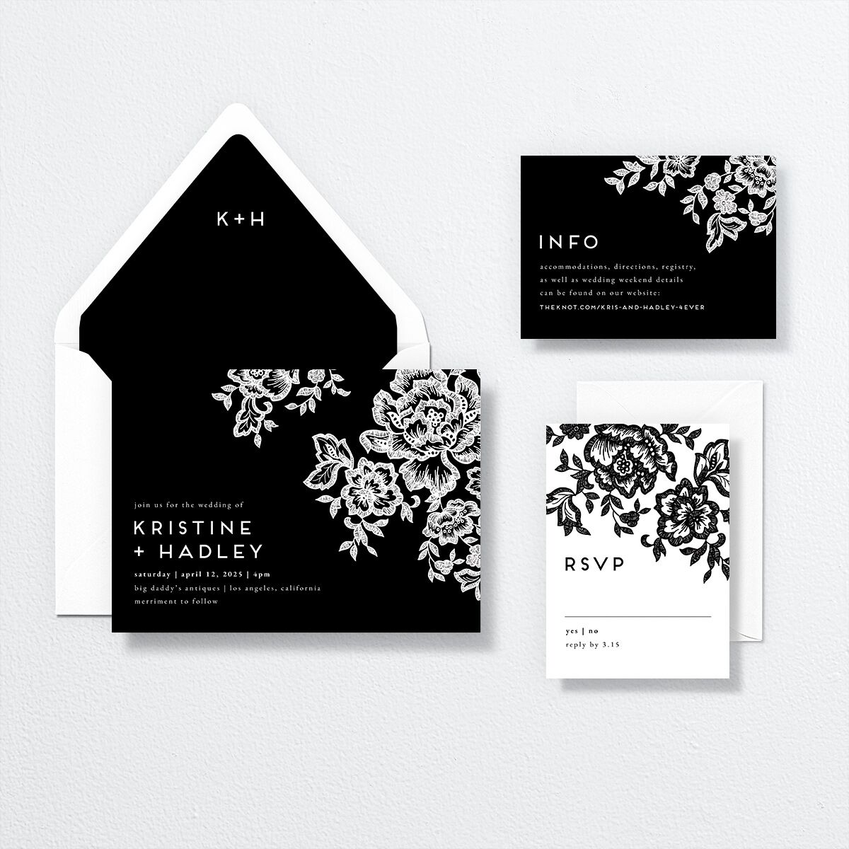 Lace Wedding Invitations by Vera Wang Midnight Signature No