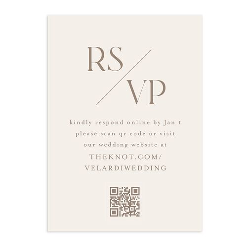 Monogram Slant QR Code RSVP Cards Fawn Signature Standard