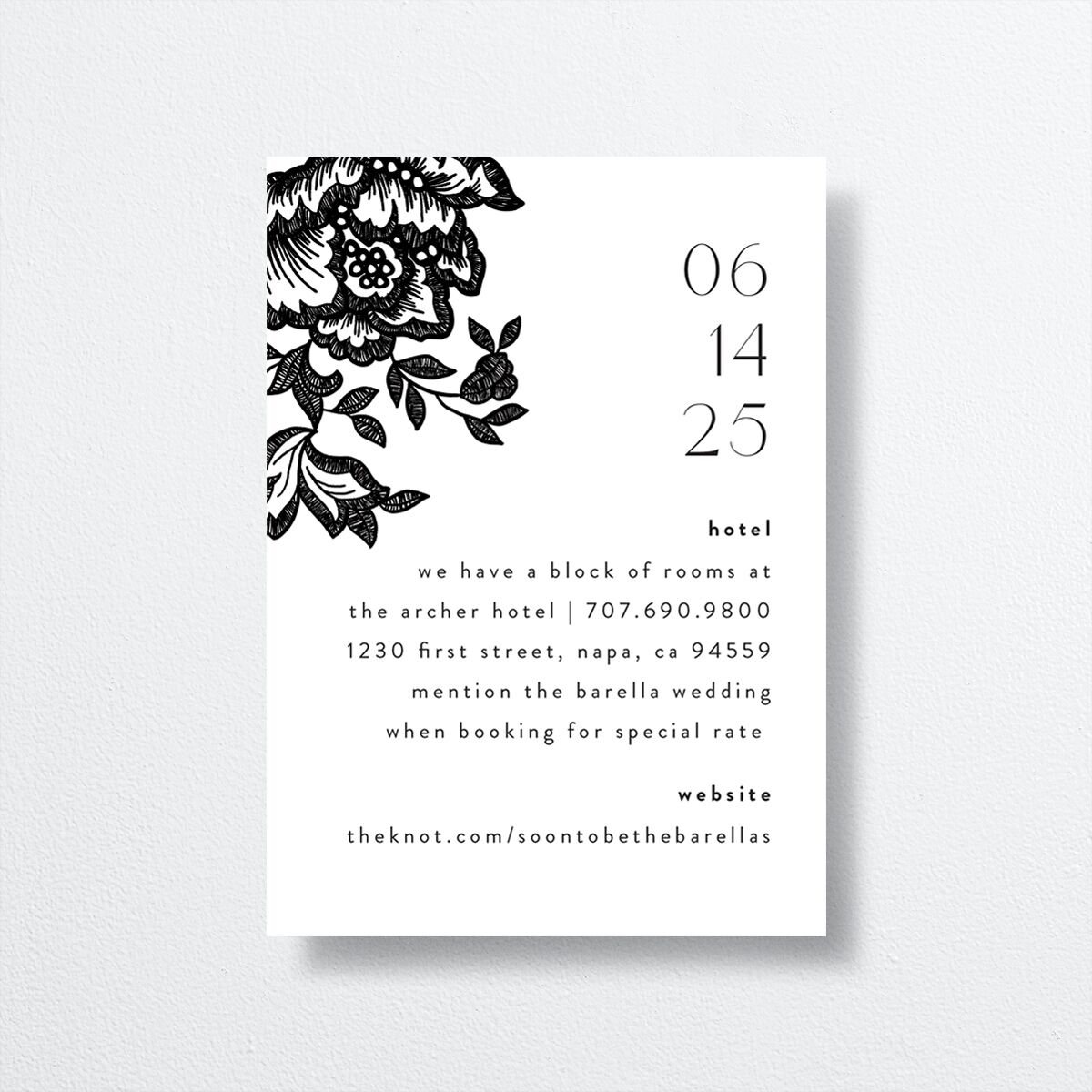 Etched Florals Wedding Enclosure Cards by Vera Wang front in Black