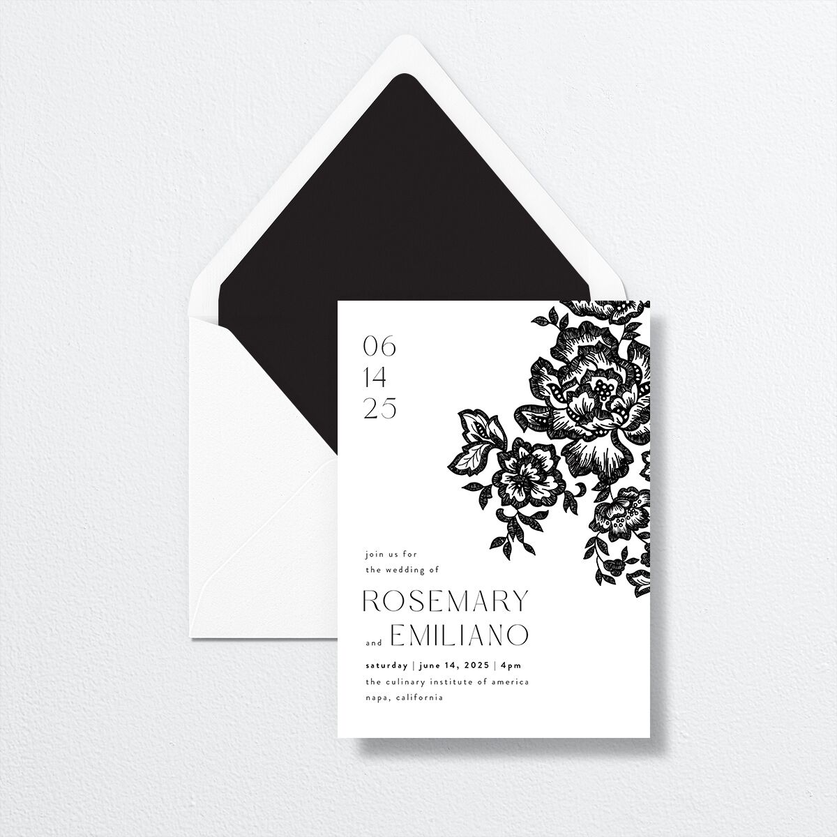 Etched Florals Luxe Envelope Liners by Vera Wang envelope-and-liner in Black