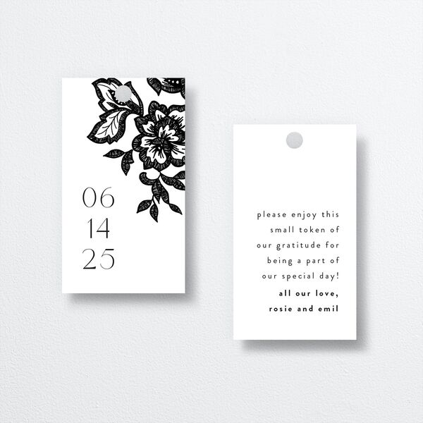 Etched Florals Favor Gift Tags by Vera Wang front in Black