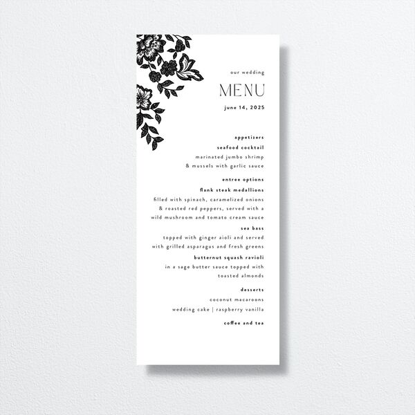 Etched Florals Menus by Vera Wang front in Black