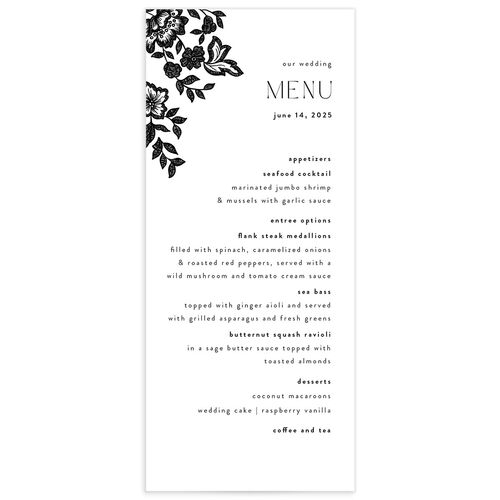 Etched Florals Menus by Vera Wang