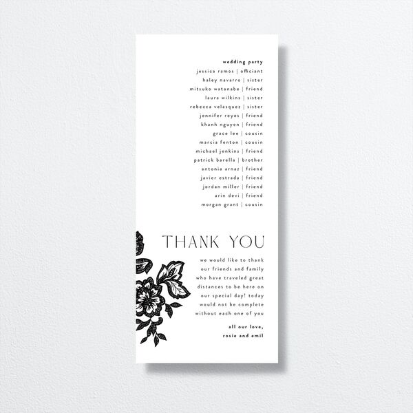 Etched Florals Wedding Programs by Vera Wang back in Black