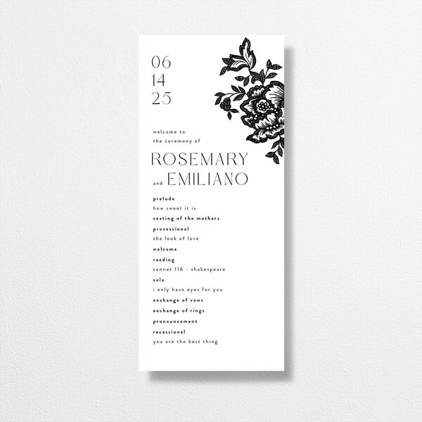 Etched Florals Wedding Programs by Vera Wang front in Black