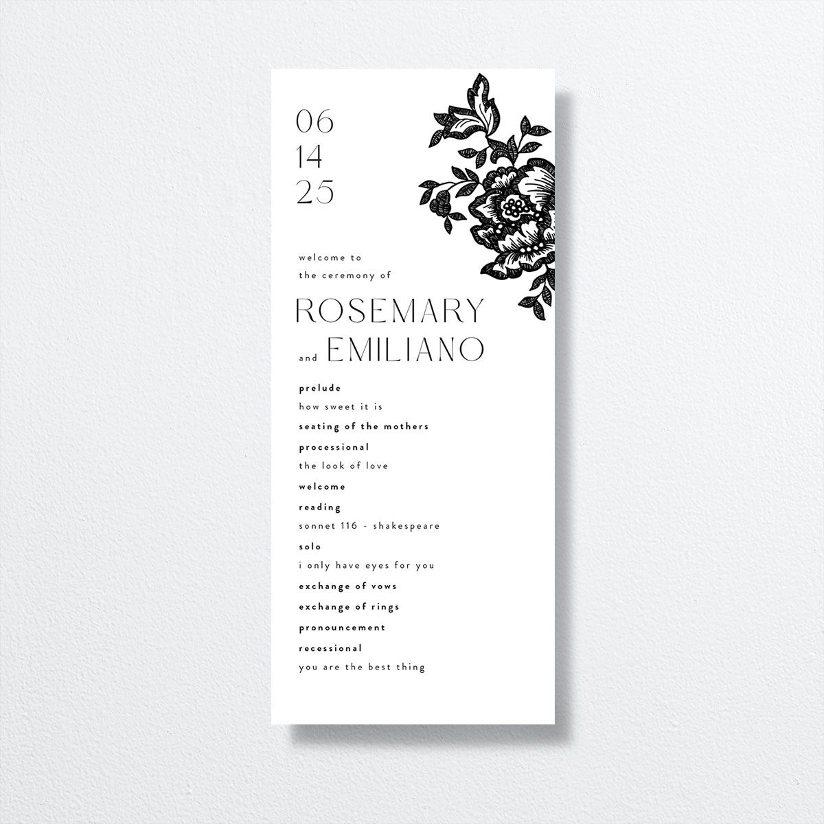 Etched Florals Wedding Programs by Vera Wang front