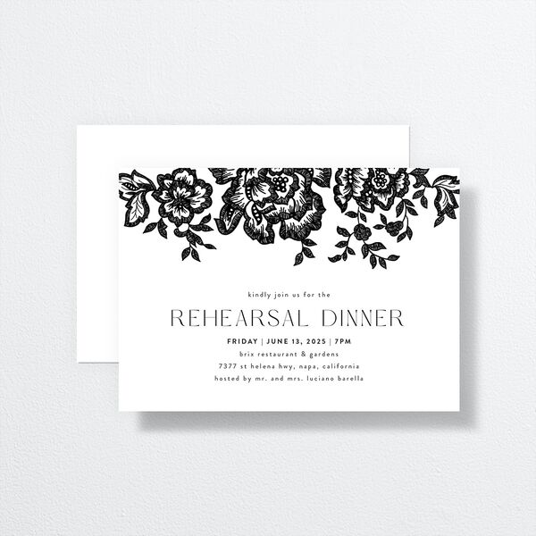 Etched Florals Rehearsal Dinner Invitations by Vera Wang Midnight Signature