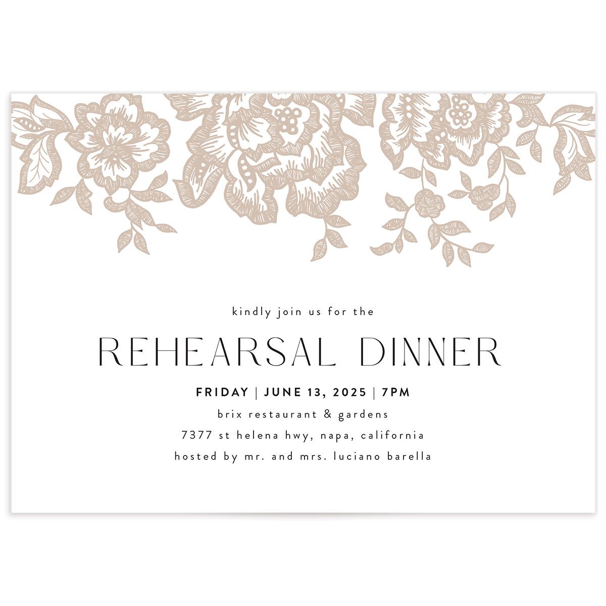 Etched Florals Rehearsal Dinner Invitations by Vera Wang