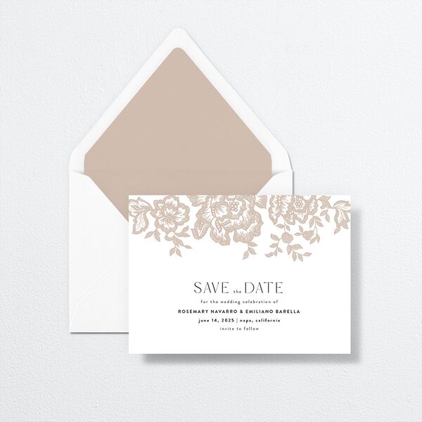Etched Florals Save The Date Cards by Vera Wang envelope-and-liner