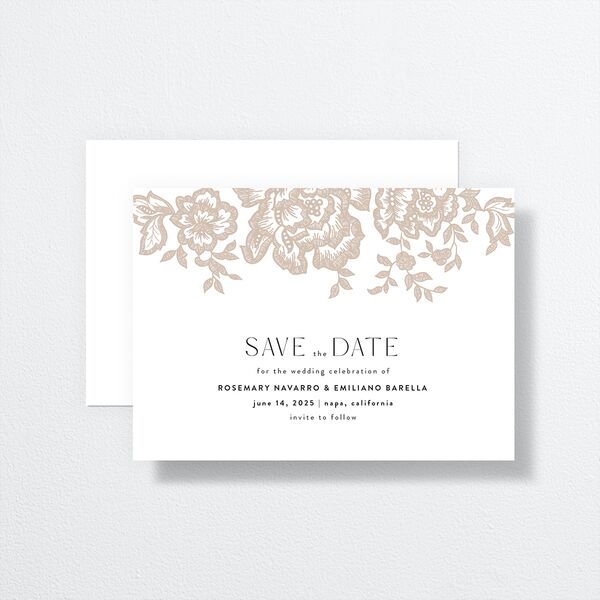Etched Florals Save The Date Cards by Vera Wang front-and-back