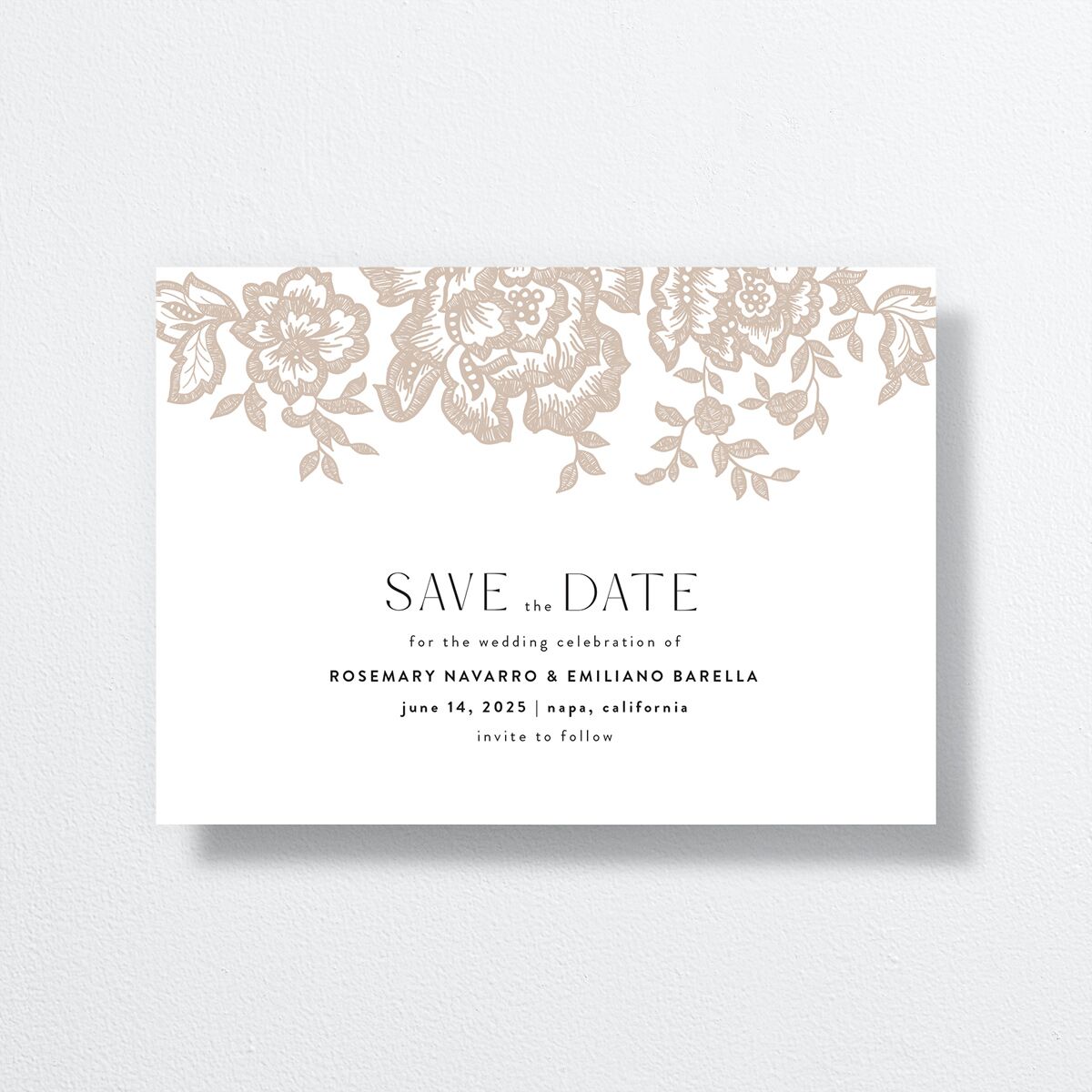 Etched Florals Save The Date Cards by Vera Wang front in cream