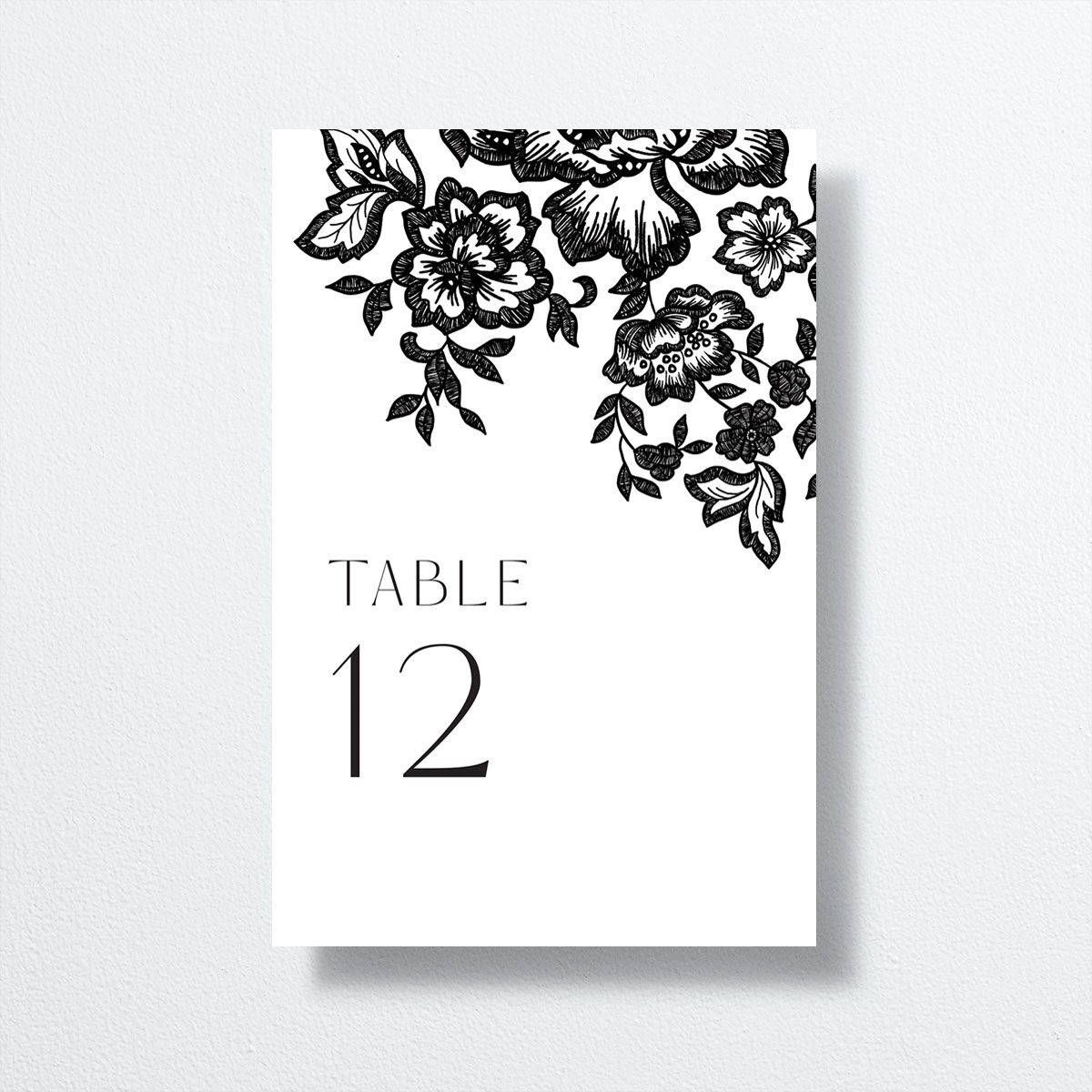 Etched Florals Table Numbers by Vera Wang front in Black