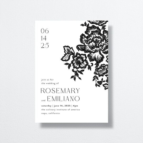 Etched Florals Wedding Invitations by Vera Wang front in Black