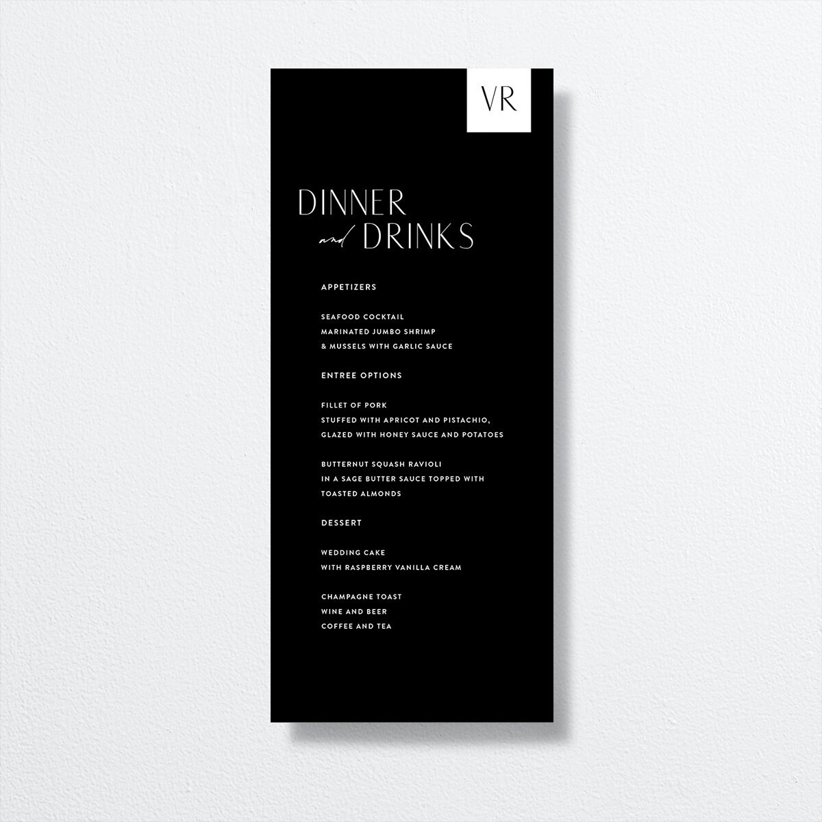 Our Time Menus by Vera Wang front in white