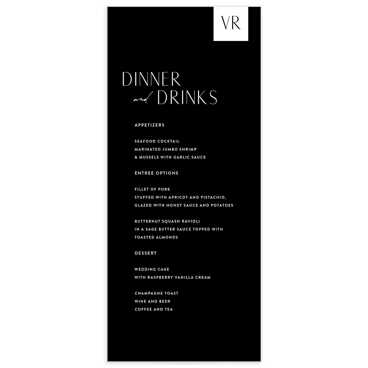 Our Time Menus by Vera Wang