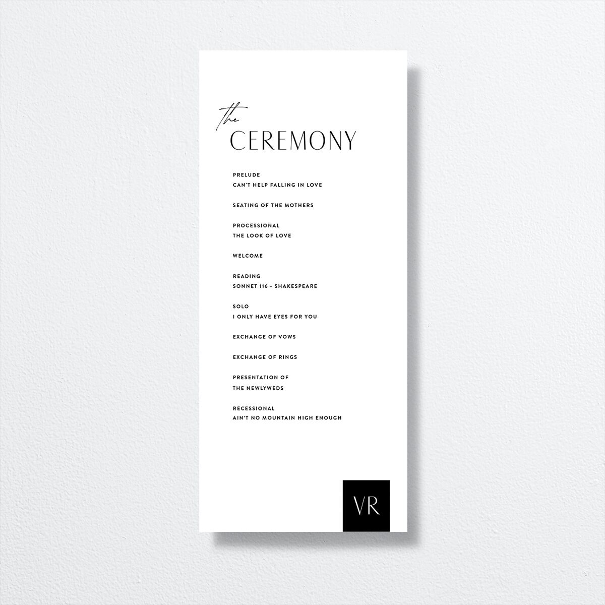 Our Time Wedding Programs by Vera Wang front