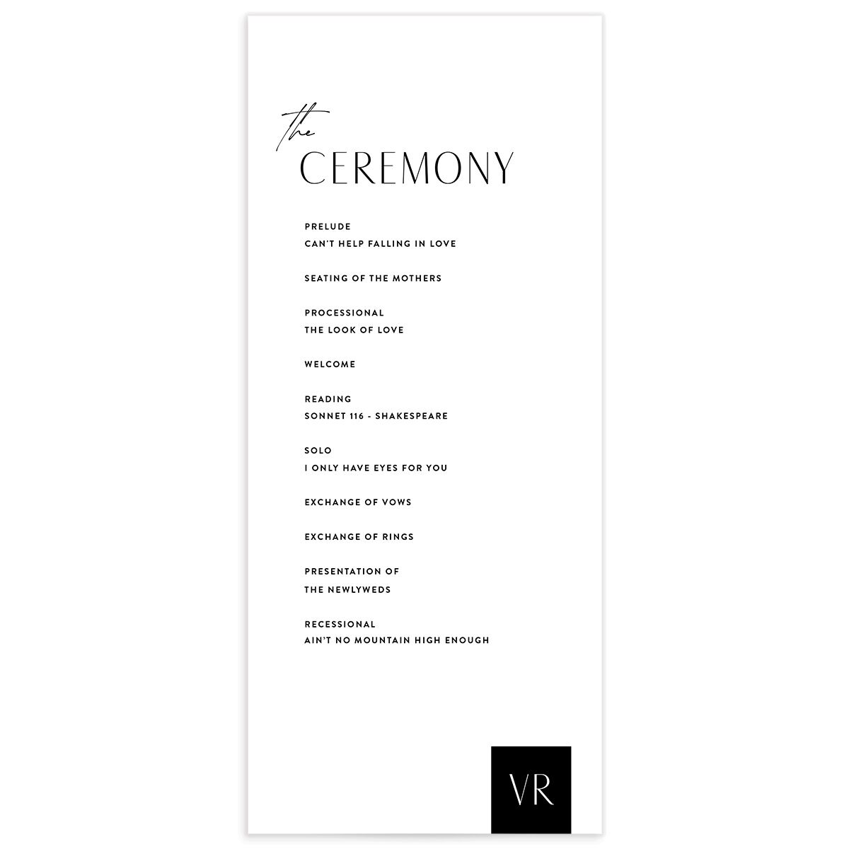 Our Time Wedding Programs by Vera Wang