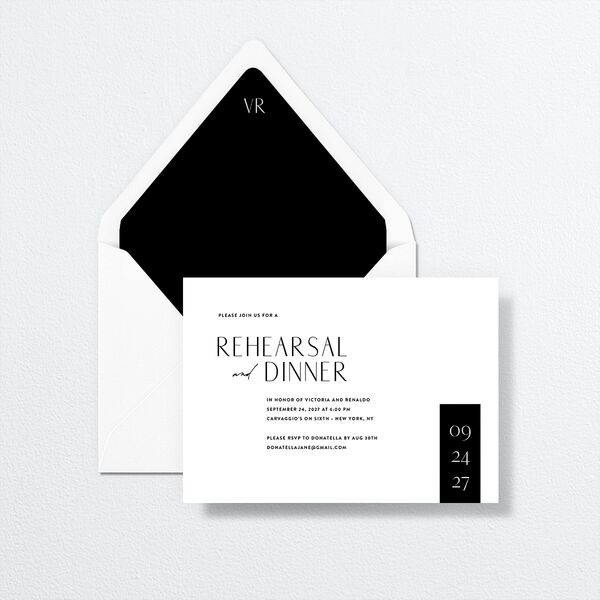 Our Time Rehearsal Dinner Invitations by Vera Wang envelope-and-liner in White