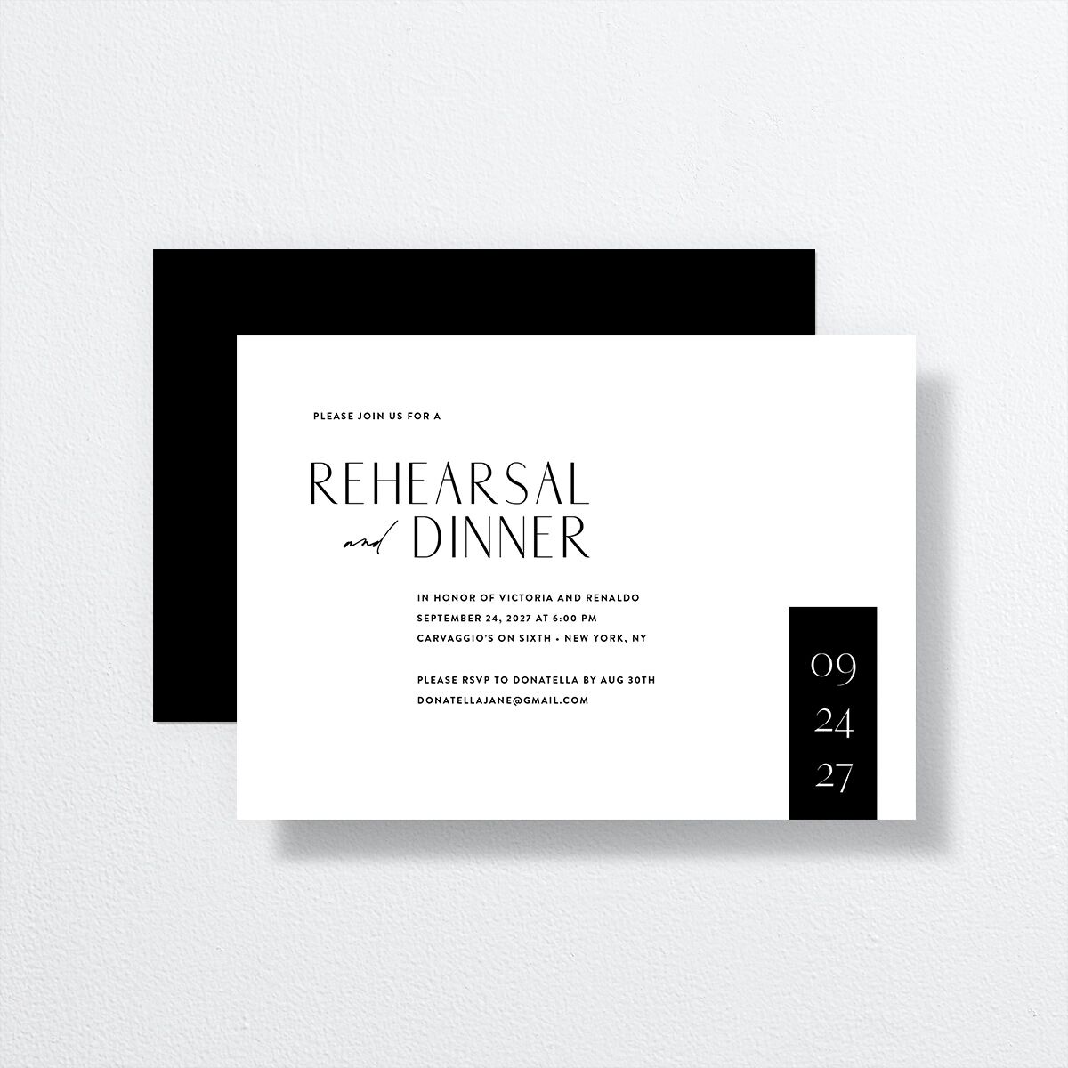 Our Time Rehearsal Dinner Invitations by Vera Wang front-and-back in White