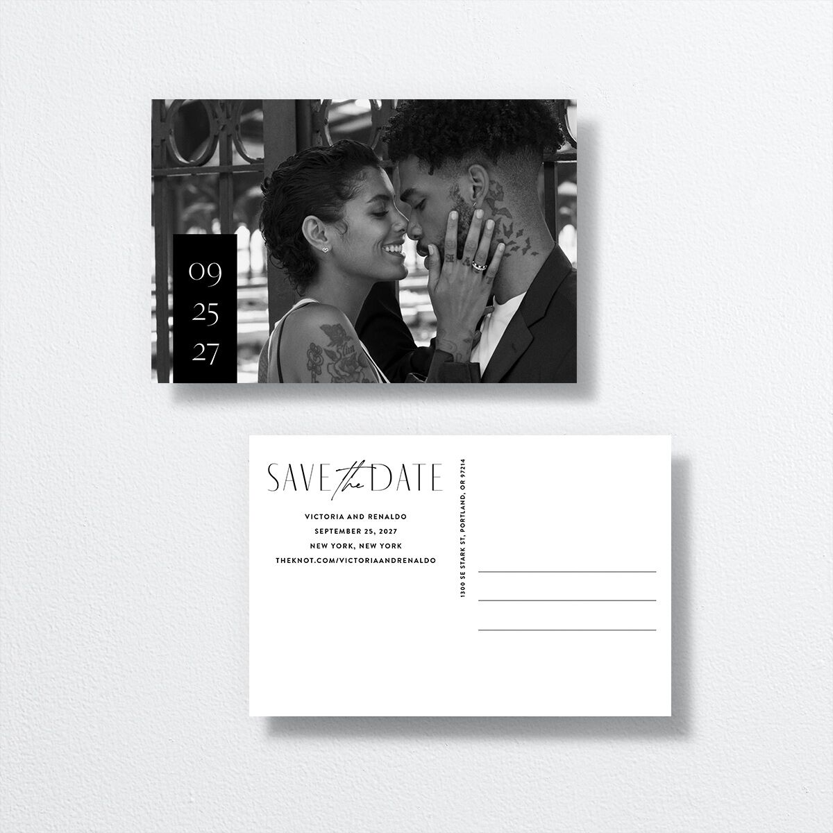 Our Time Save The Date Postcards by Vera Wang Pure White
