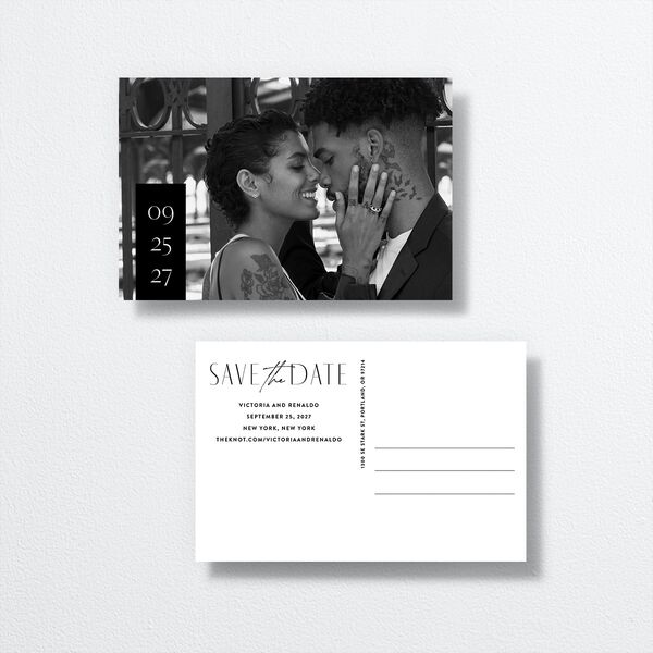 Our Time Save The Date Postcards by Vera Wang front-and-back