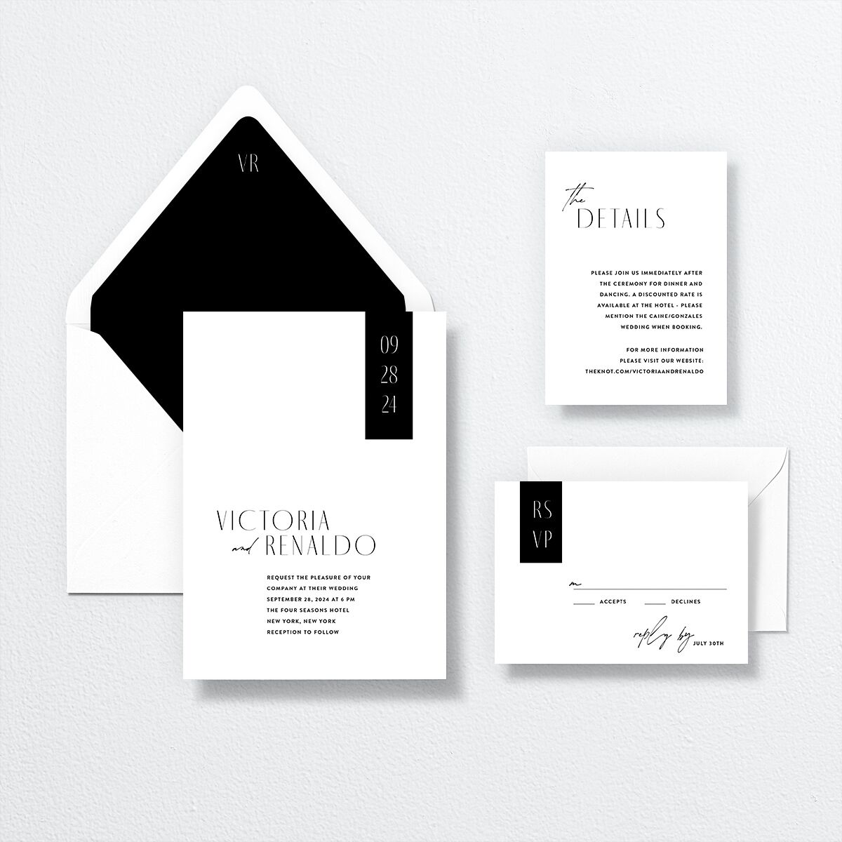 Our Time Wedding Invitations by Vera Wang suite in white