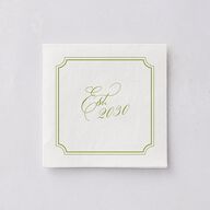 We're Getting Married Cocktail Napkins Deep Olive Napkin Uncoined