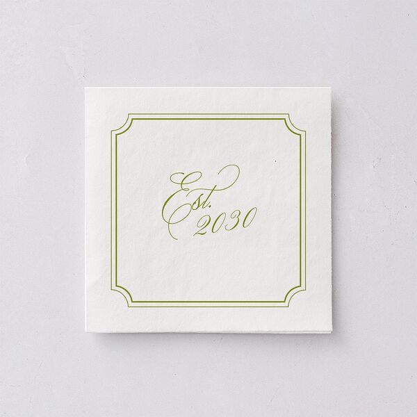 We're Getting Married Cocktail Napkins Deep Olive Napkin Uncoined