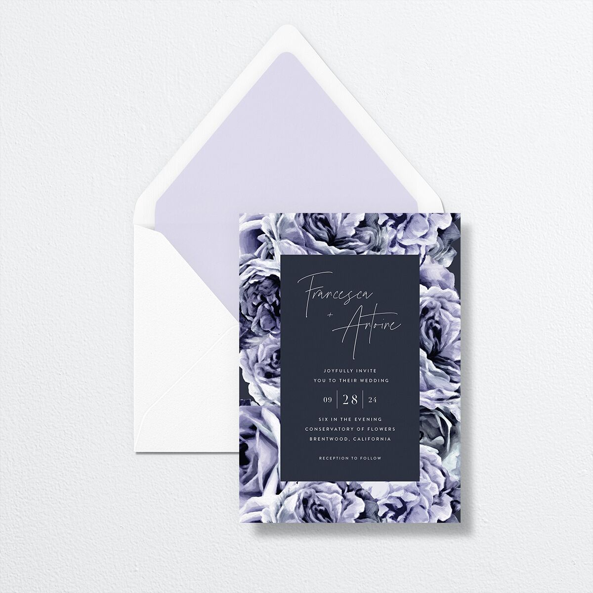 Rose Garden Luxe Envelope Liners by Vera Wang Luxe Dark Navy