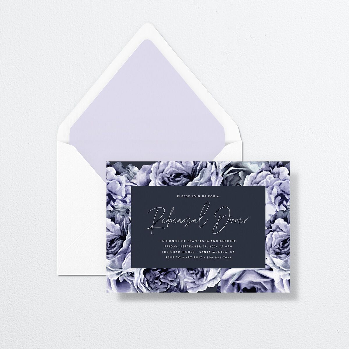 Rose Garden Rehearsal Dinner Invitations by Vera Wang envelope-and-liner