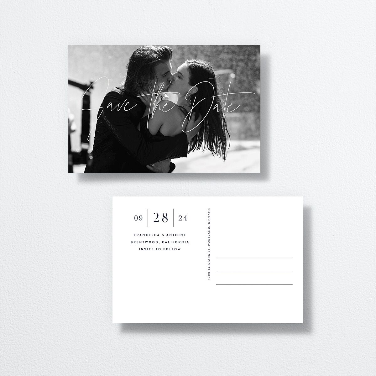 Rose Garden Save The Date Postcards by Vera Wang front-and-back