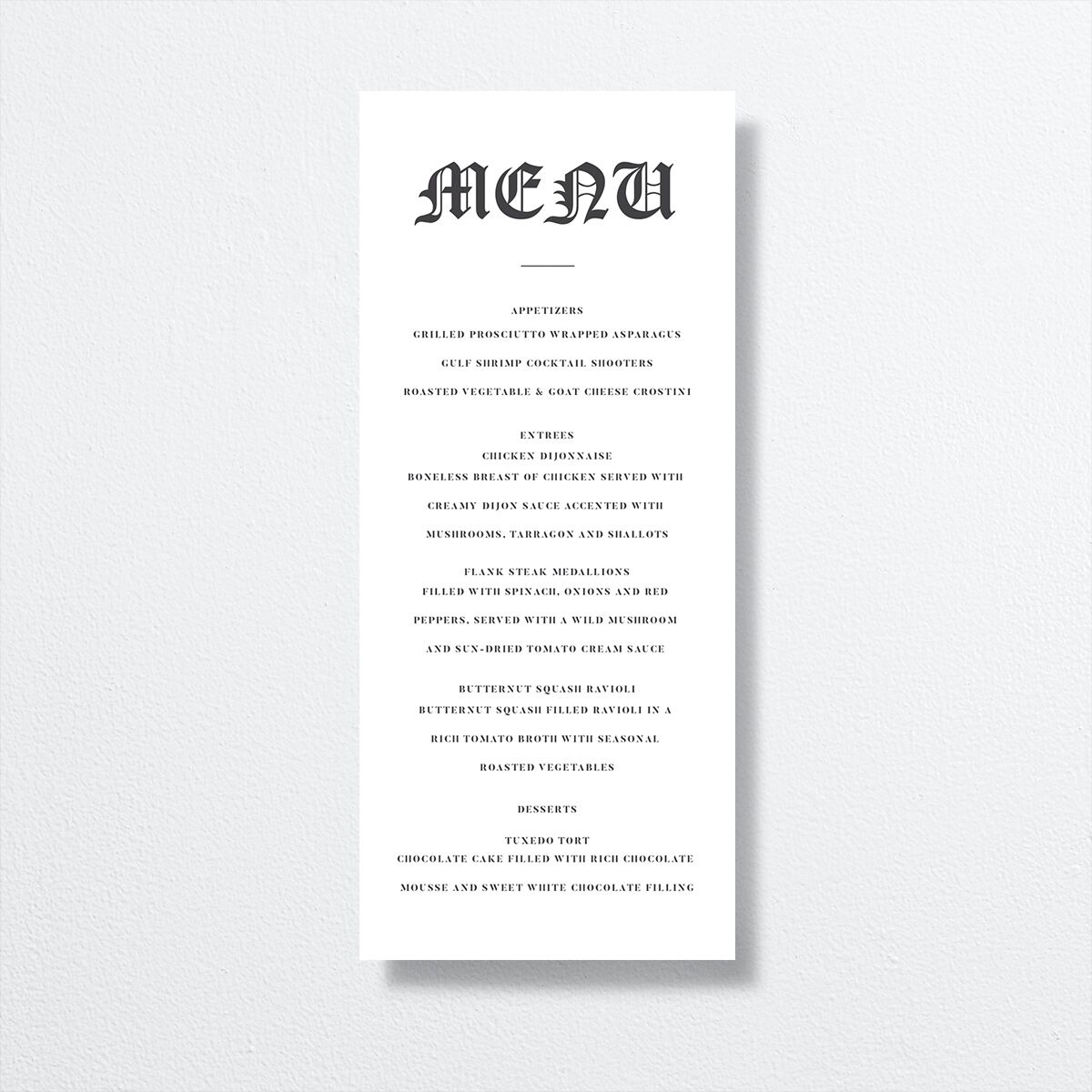 I Do Menus by Vera Wang front